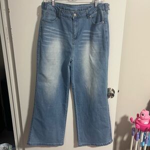 Light Blue Wide Leg Stretch Jeans - Women's Straight & Wide Leg
